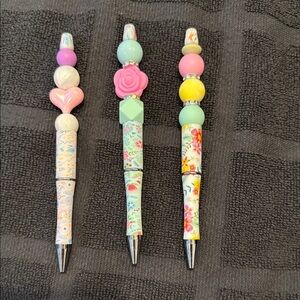 Floral Beaded Pens Set - Pastel Collection